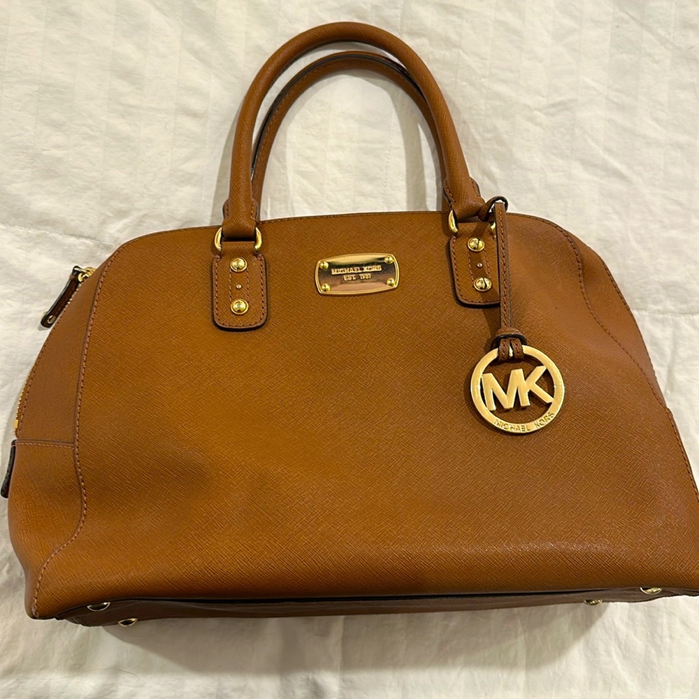 Michael Kors Saffiano Leather Jet Set Satchel Tan
